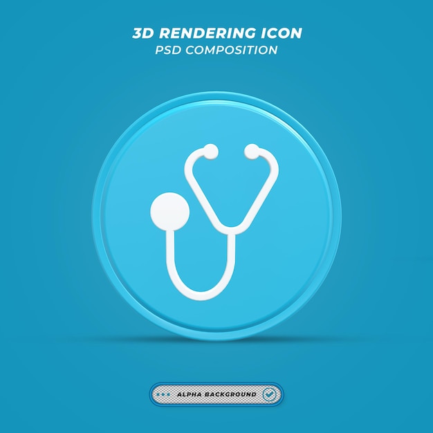 Icona dello stetoscopio nel rendering 3d