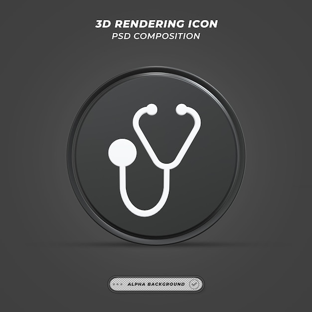 stethoscope icon in 3d rendering