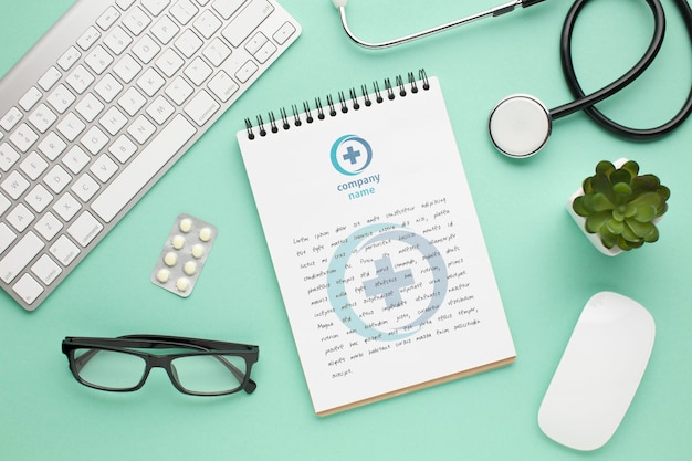 PSD stethoscope and notebook with keyboard