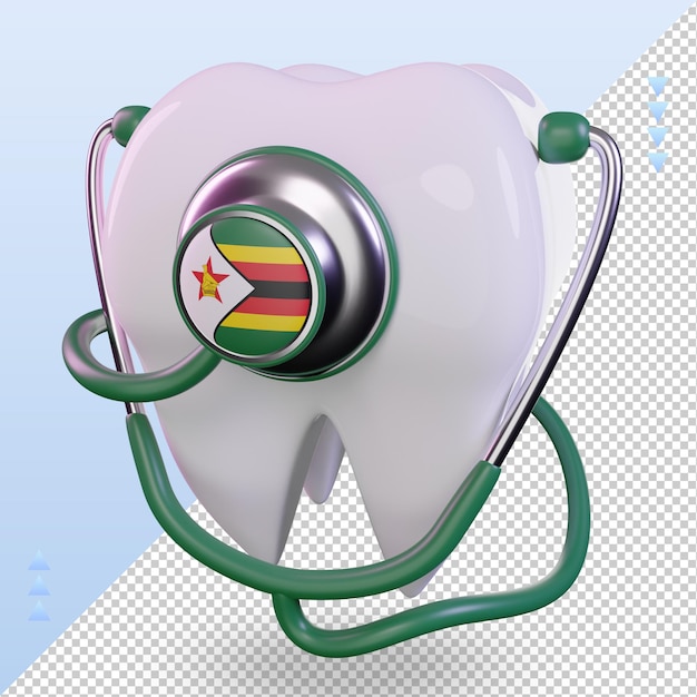 Stetoskop 3d Dentysta Flaga Zimbabwe Renderująca Prawy Widok