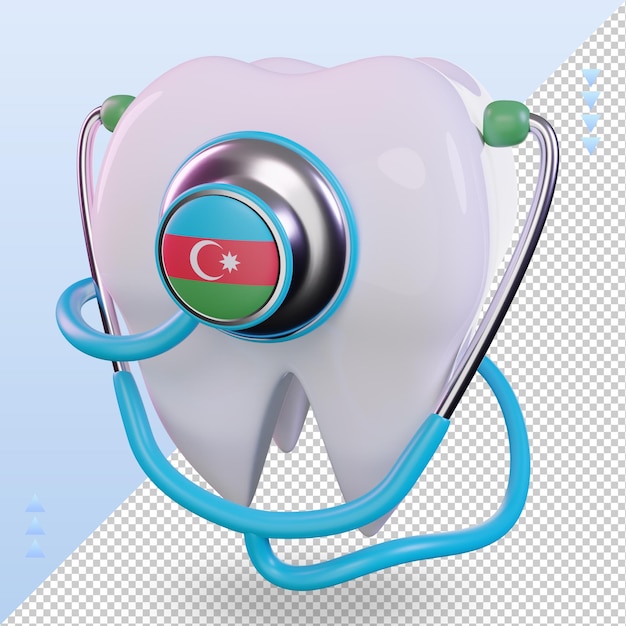 Stetoskop 3d Dentysty Flaga Azerbejdżanu Renderująca Prawy Widok