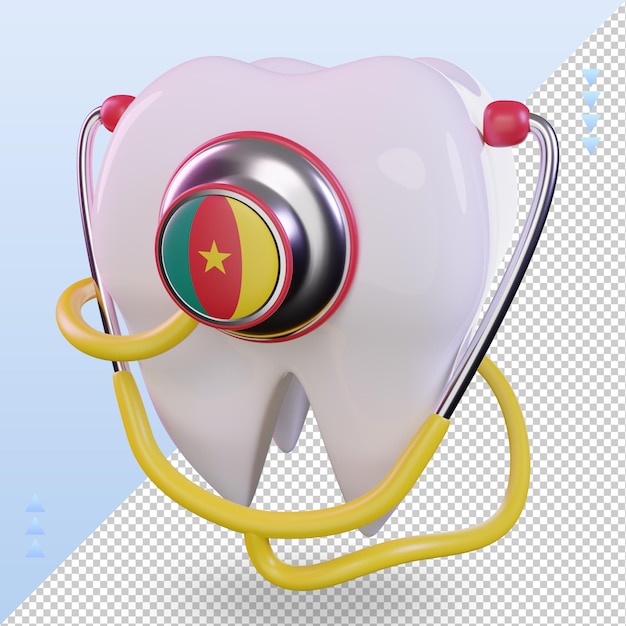 Stetoskop 3d Dentysty Flaga Kamerunu Renderująca Prawy Widok