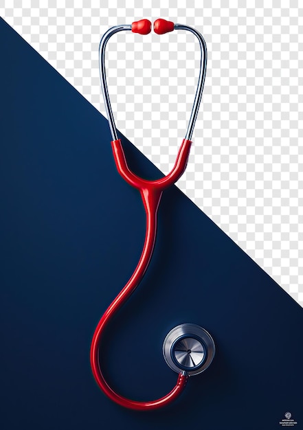 PSD stetoskop czerwona końcówka skrupulatna fotorealistyczna na ciemno niebieskim