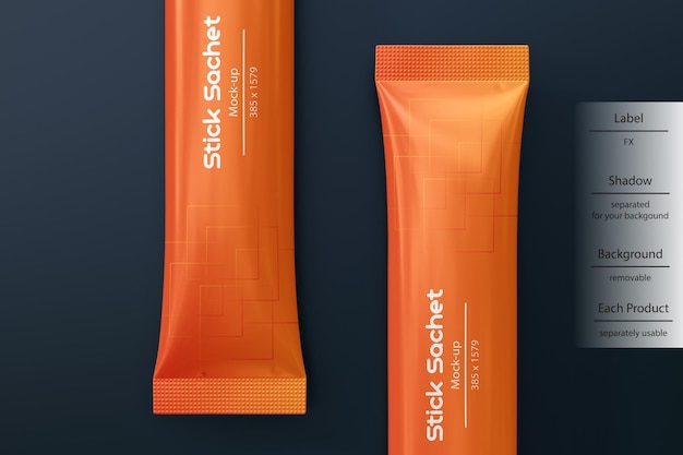 PSD stick sachet mockup