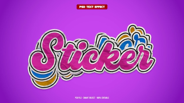 Sticker 3D bewerkbare tekst-effect