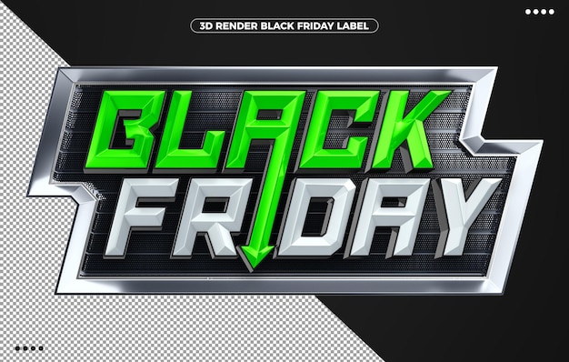 Adesivo 3d render black friday verde aggressivo