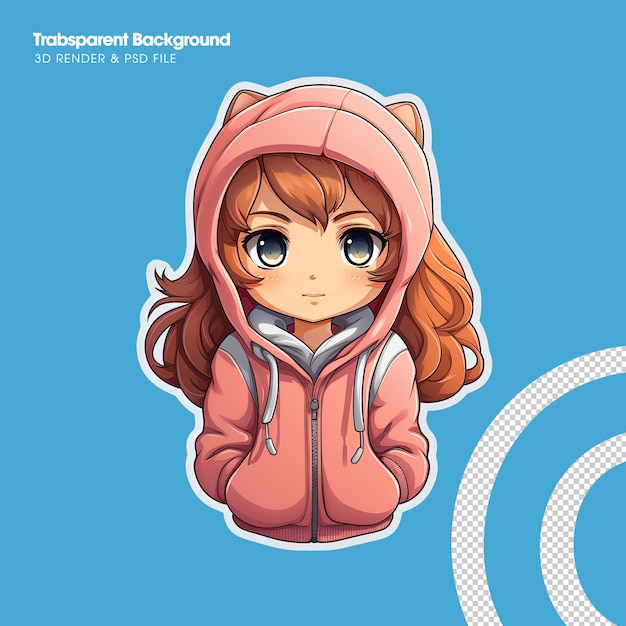 PSD sticker anime vrouwelijke personages