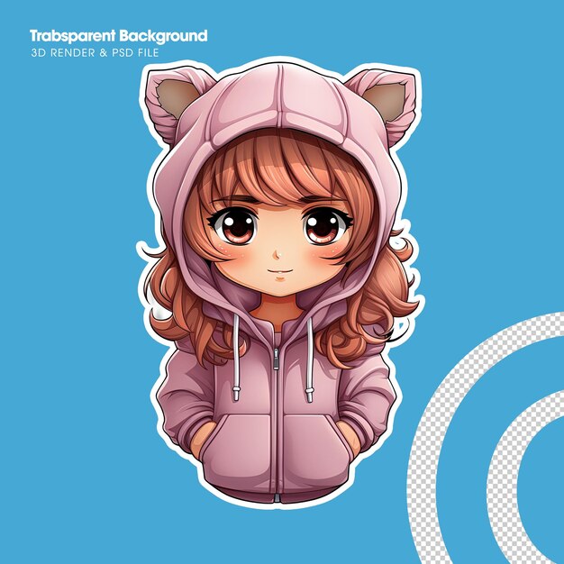 PSD sticker anime vrouwelijke personages