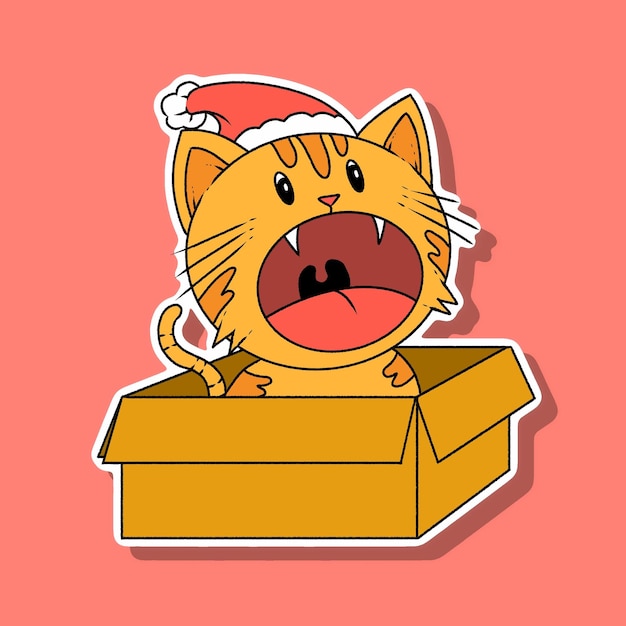 Sticker Cat Leuke Vrolijke Kerstmis
