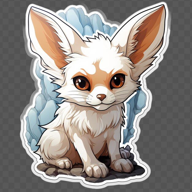 A sticker of a cute little kitten with a blue background