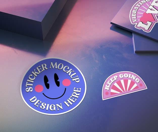 PSD sticker design mockup