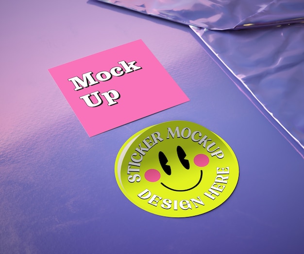 PSD sticker design mockup