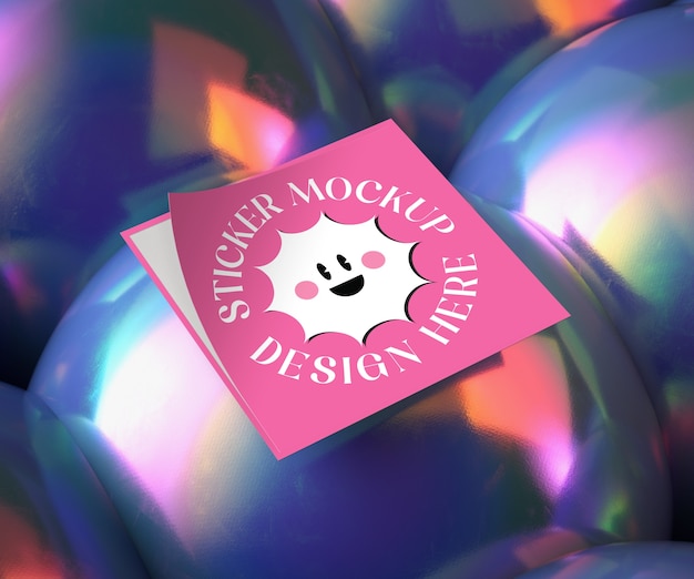 PSD sticker design mockup