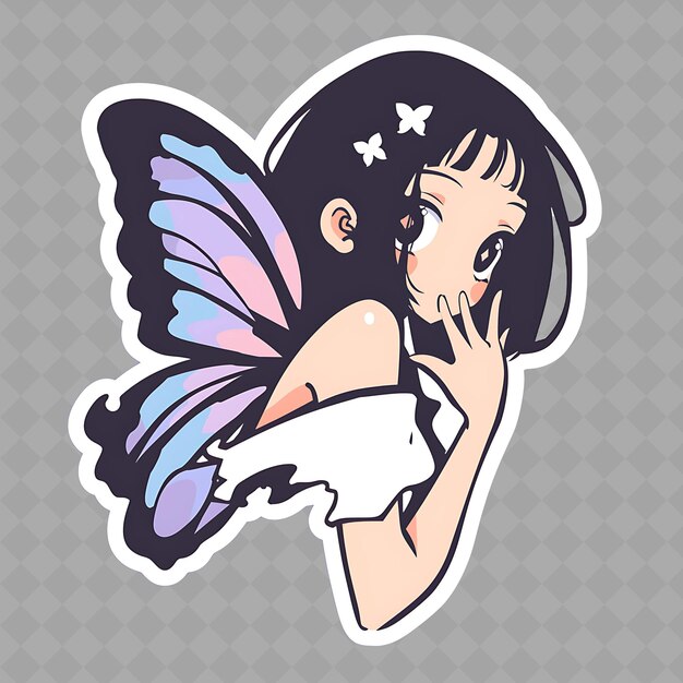 PSD a sticker of a fairy with a butterfly on it