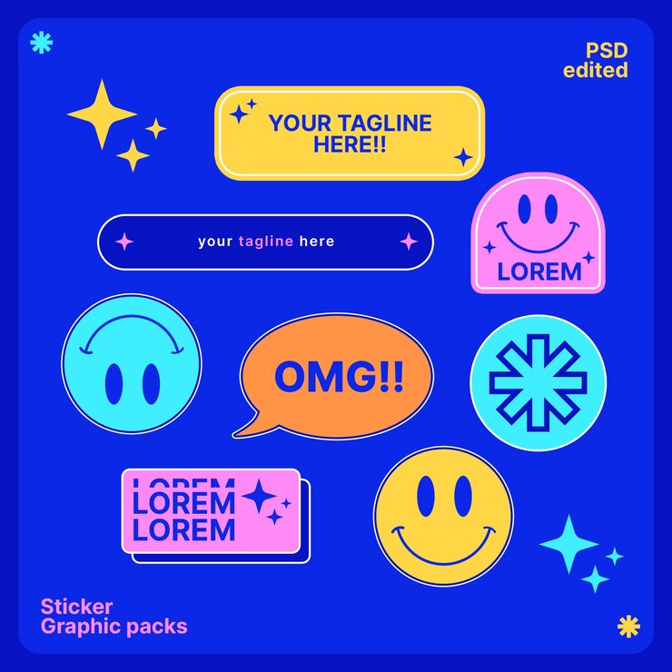 PSD sticker graphic packs