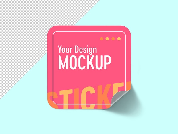 Sticker label mockup with folding corner isolated