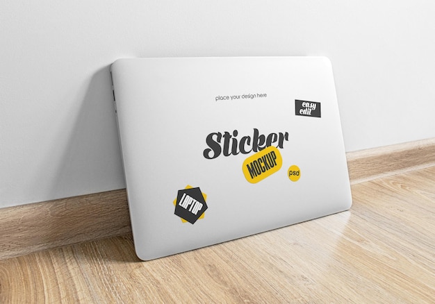 Sticker laptop mockup psd template