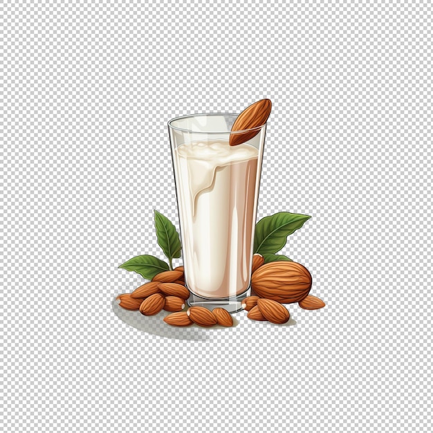 PSD sticker logo almond milk isolated background i