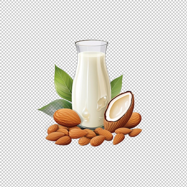 PSD sticker logo almond milk isolated background i