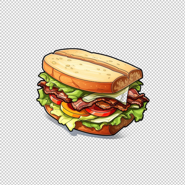 PSD logo dell'etichetta adesiva blt sandwich sullo sfondo isolato