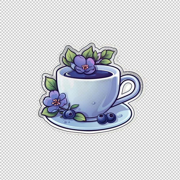 PSD sticker logo blueberry tea isolated background