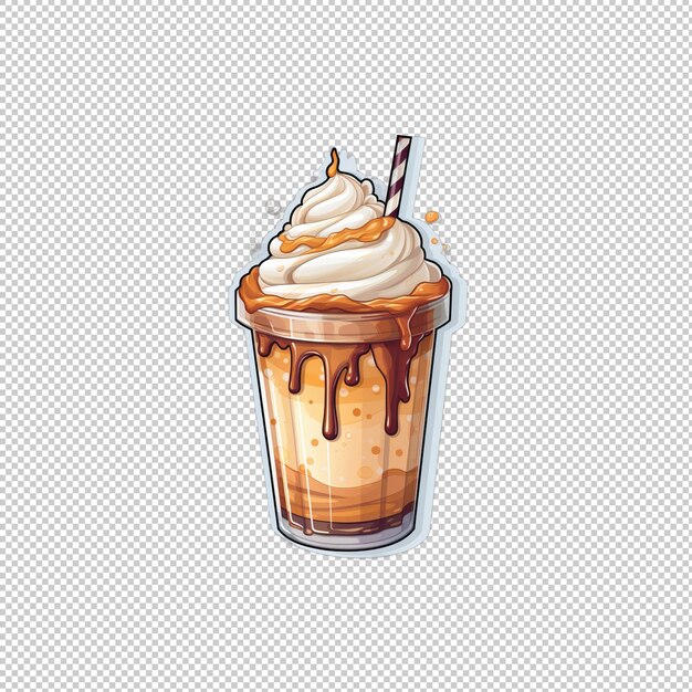 PSD Логотип наклейки caramel macchiato изолированный backgr