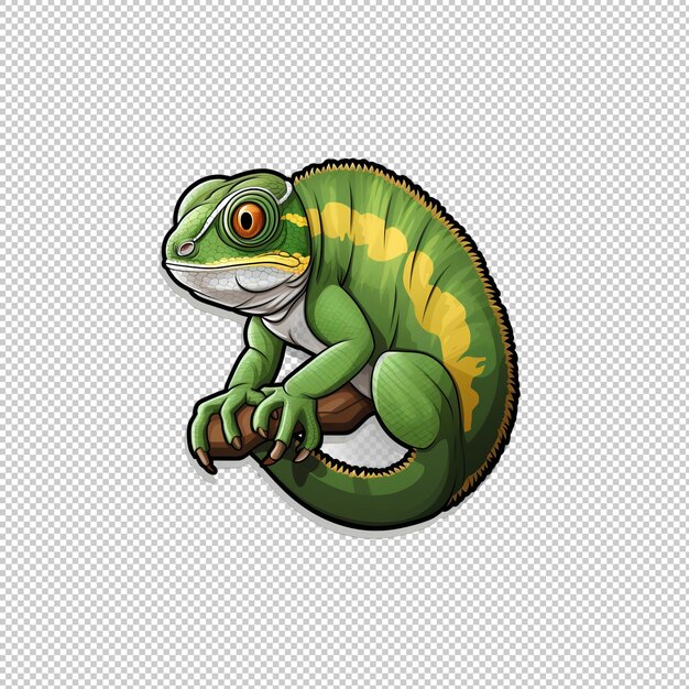 PSD sticker logo chameleon isolated background iso