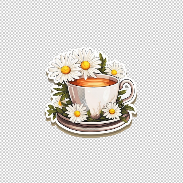 PSD sticker logo chamomile tea isolated background