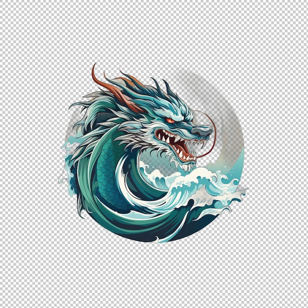 PSD sticker logo dragonwell isolated background is