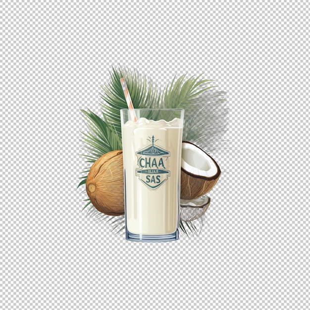 PSD sticker logo flax milk isolated background iso