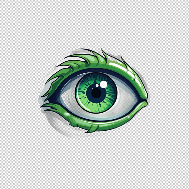 PSD sticker logo green eye isolated background iso