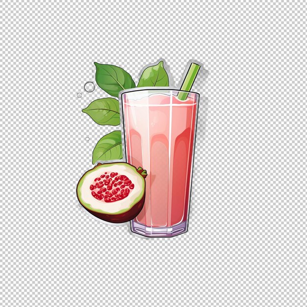 PSD sticker logo guava milk isolated background is