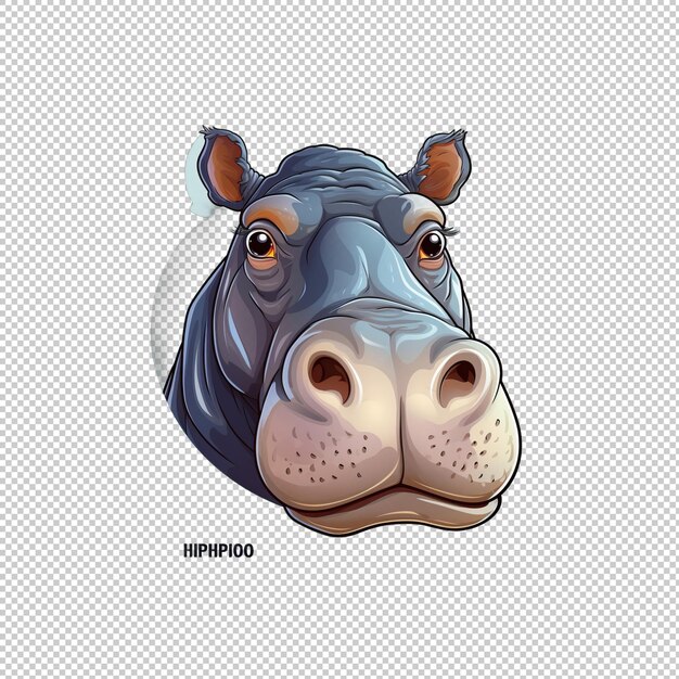 PSD sticker logo hippopotamus isolated background