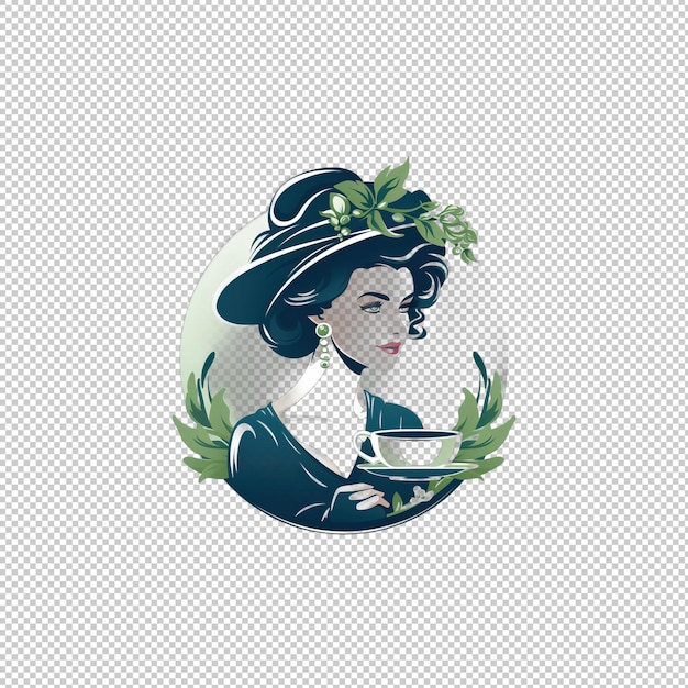 Sticker logo lady grey tea isolated background