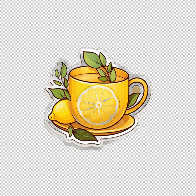 PSD sticker logo lemon tea isolated background iso