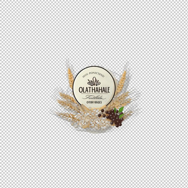 PSD sticker logo oatmeal isolated background isola