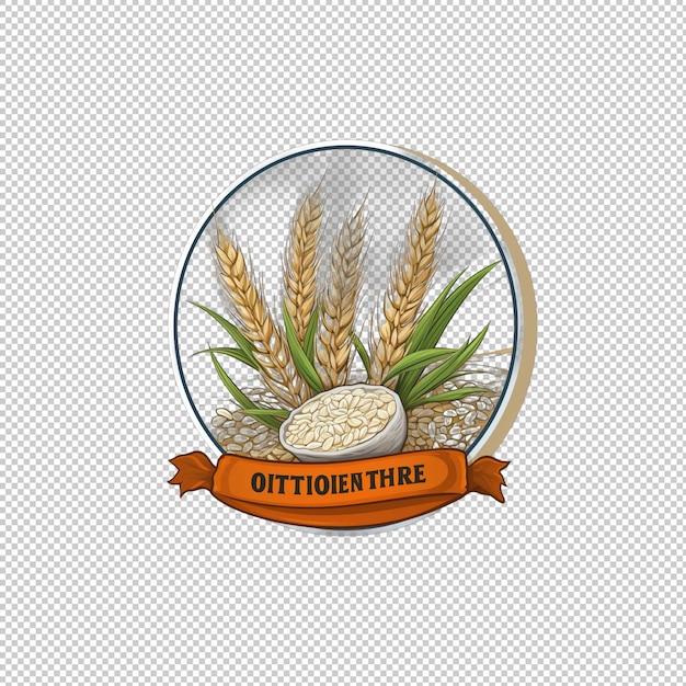 PSD logo dell'etichetta adesiva isola di sfondo isolata di farina d'avena