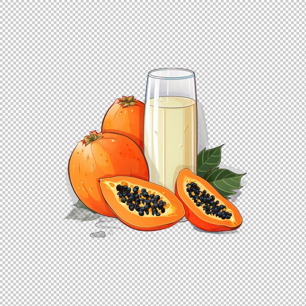 PSD sticker logo papaya milk isolated background i