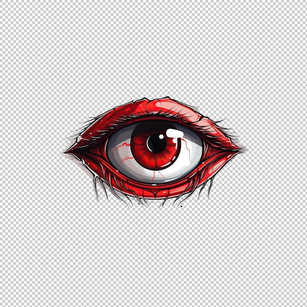 PSD sticker logo red eye isolated background isola