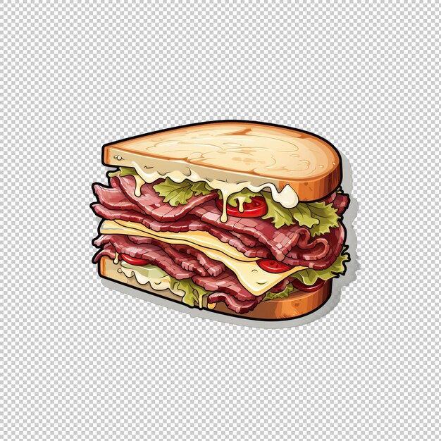 Sticker logo reuben sandwich geïsoleerde achtergrond