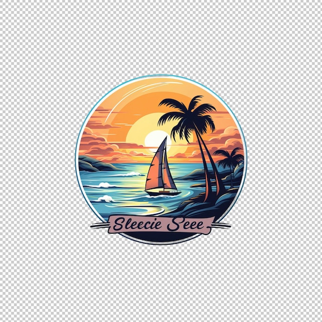 PSD sticker logo sea breeze isolated background is