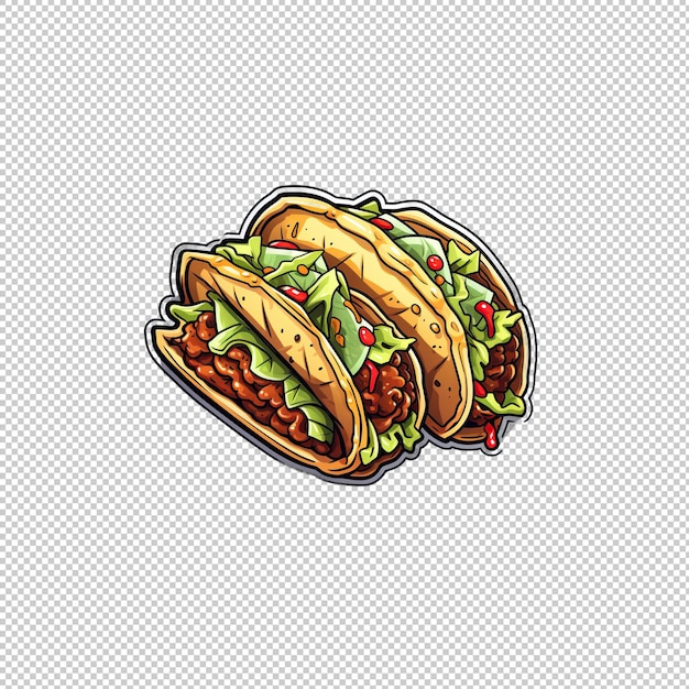 PSD sticker logo tacos isolated background isolate