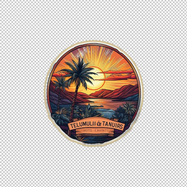 PSD sticker logo tequila sunrise geïsoleerde achtergrond