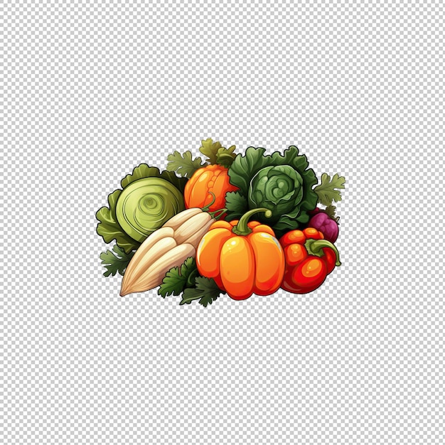 PSD sticker logo vegetables isolated background is