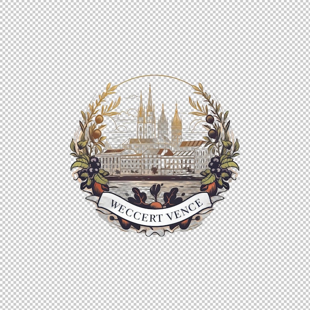 PSD sticker logo vienna coffee isolated background