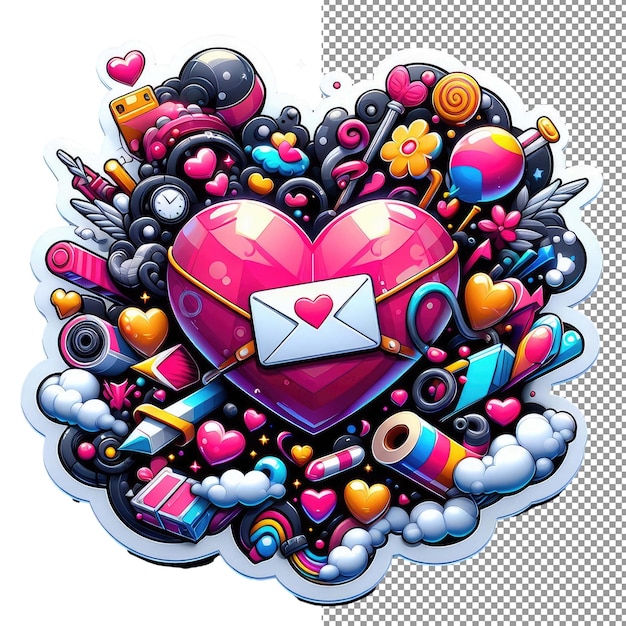 PSD sticker of love isolated love symbol on a png background