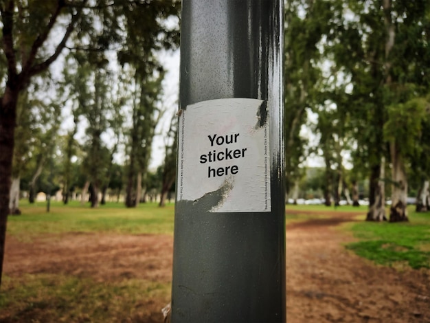 PSD sticker on metal column mockup 02