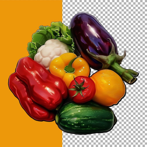 Sticker of a mix vegetables on a transparent background ai generated