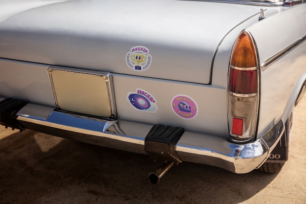 Sticker mock-up design on backside of car body