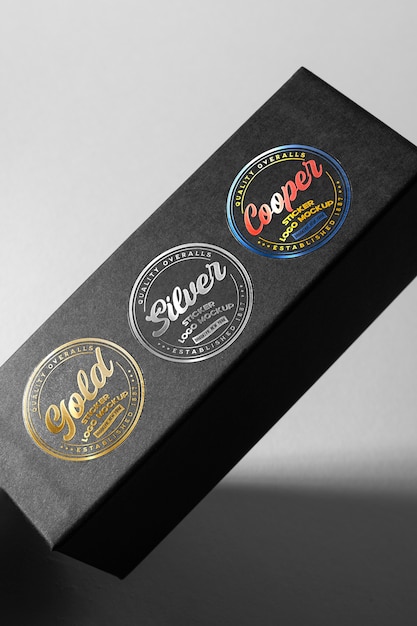 PSD sticker mockup on box